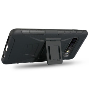 Луксозен силиконов гръб ТПУ Hybrid HARD ARMOR с твърда част и калъф за колан за Samsung Galaxy S10 Plus G975 черен